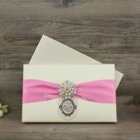 Silk Invitation Rectangle Wedding Invitation Card Customized 